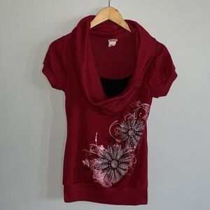 Bling Bling Y2K Cowlneck Top